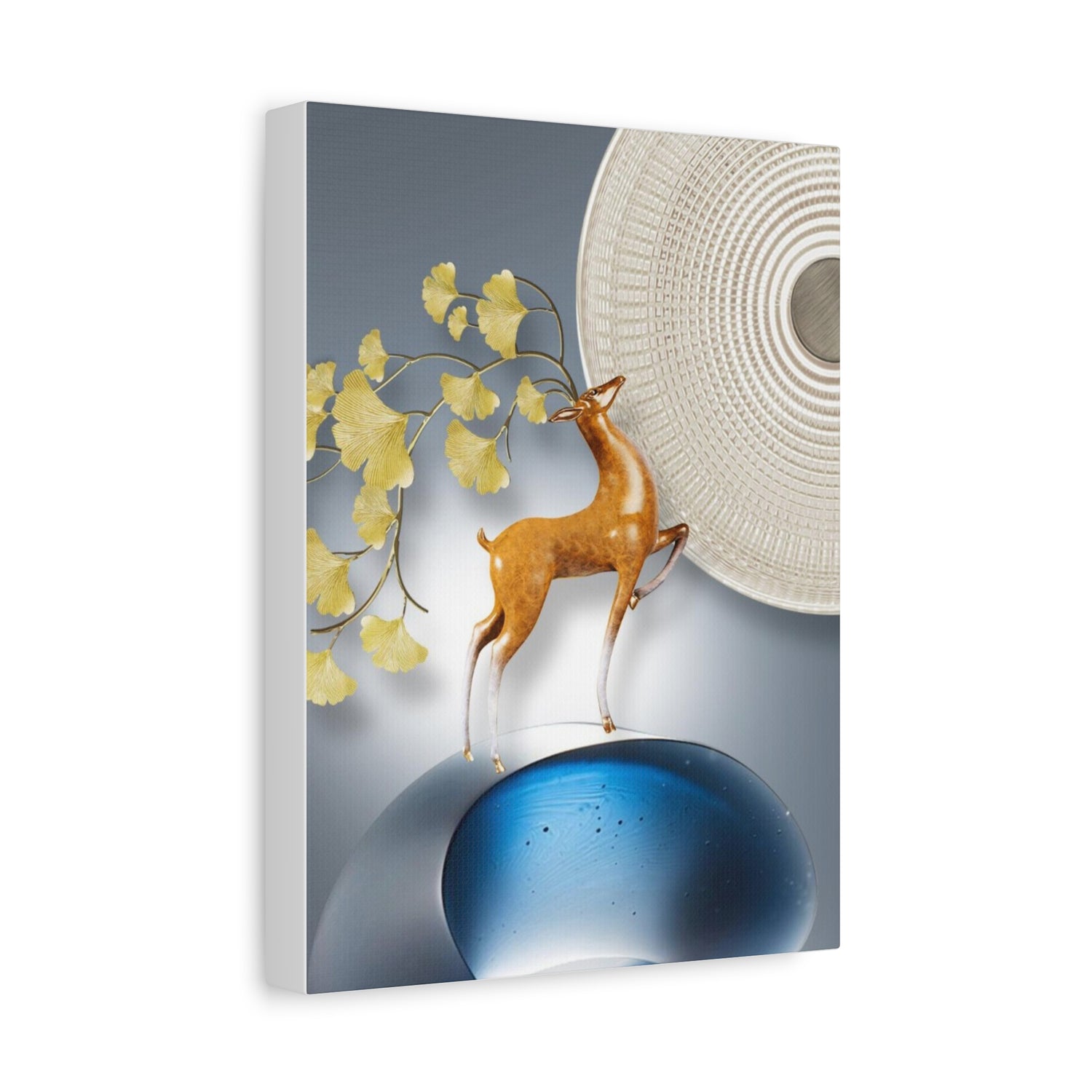 Modern Stretched Canvas Art - Chic Deer & Floral Design