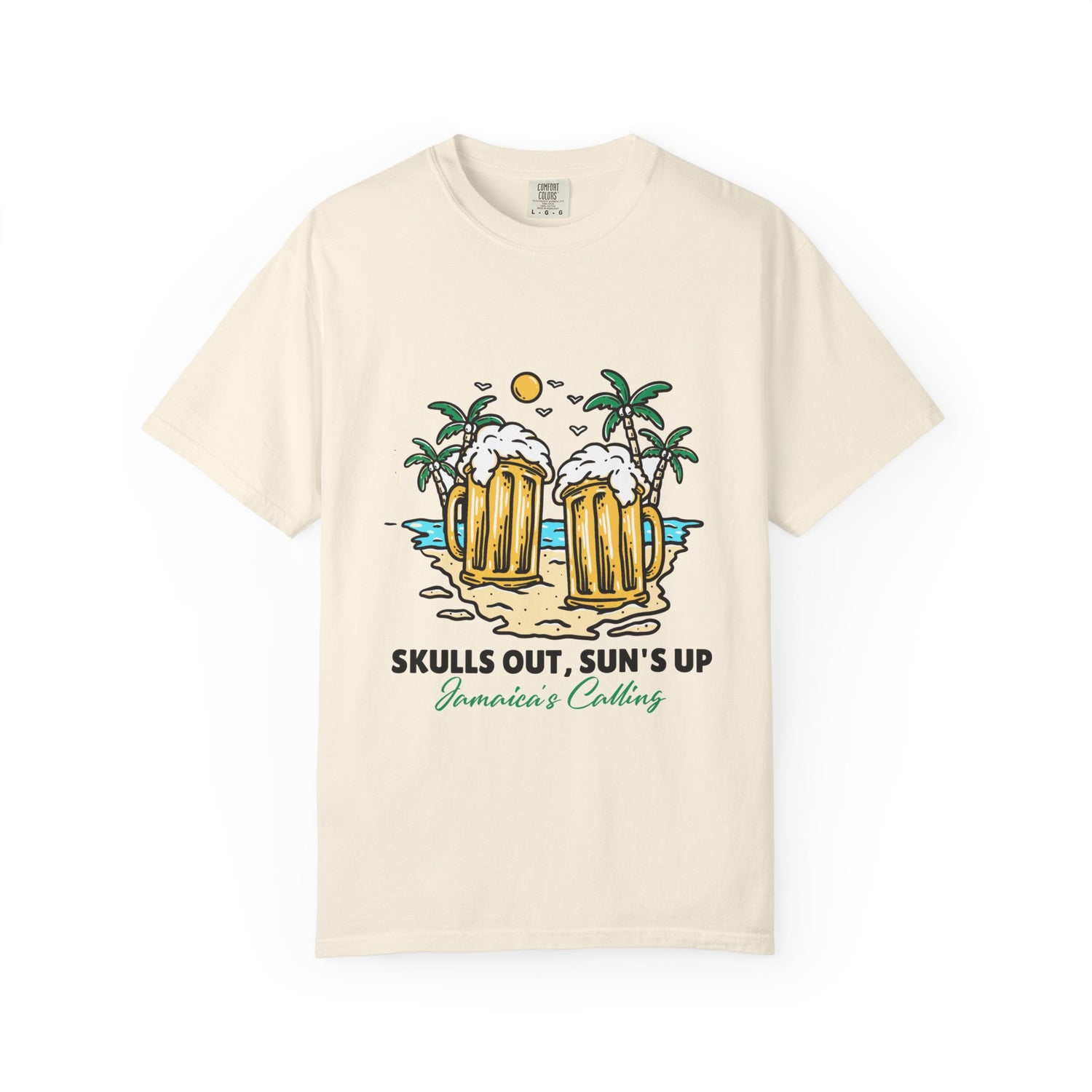 Skulls Out, Sun's Up Beach T-Shirt | Unisex, Summer Vibe, Jamaica Calling