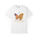 Vibrant Butterfly & Sunflower Tee, Unisex Tie-Dye T-Shirt, Vacation Vibes Shirt, Nature Lover Gift, Summer Casual Wear, U.S. Virgin Islands T-Shirt