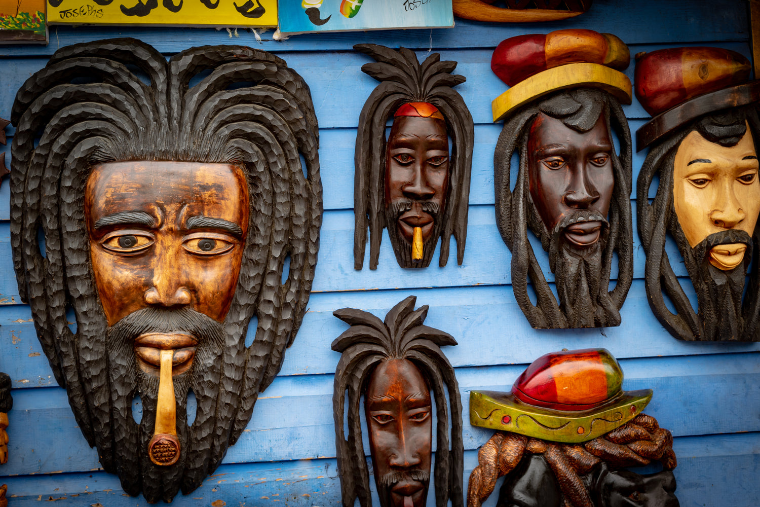 Hand-Carved Rastafarian Wall Masks β Authentic Caribbean Art