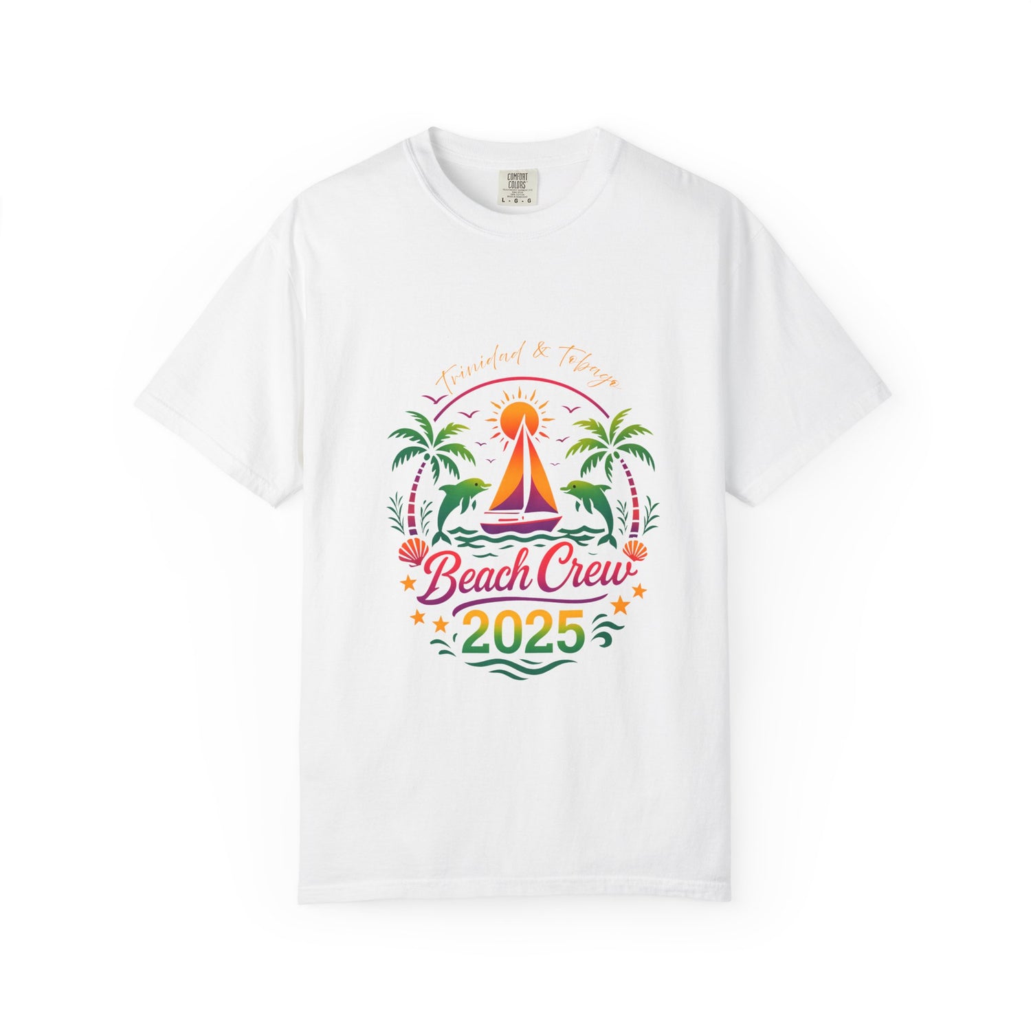 Trinidad and Tobago Beach Crew 2025 Unisex Garment-Dyed T-shirt, Summer Vibe Shirt, Vacation Wear, Beach Party Outfit, Casual Graphic Tee