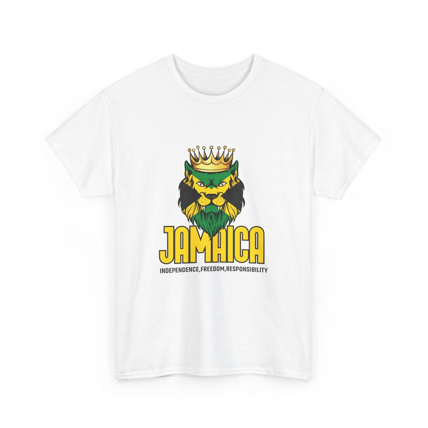 Jamaica Lion Graphic Tee, Unisex Heavy Cotton T-Shirt, Tropical Vibe Shirt, Summer Party Apparel, Reggae Music Lover Gift