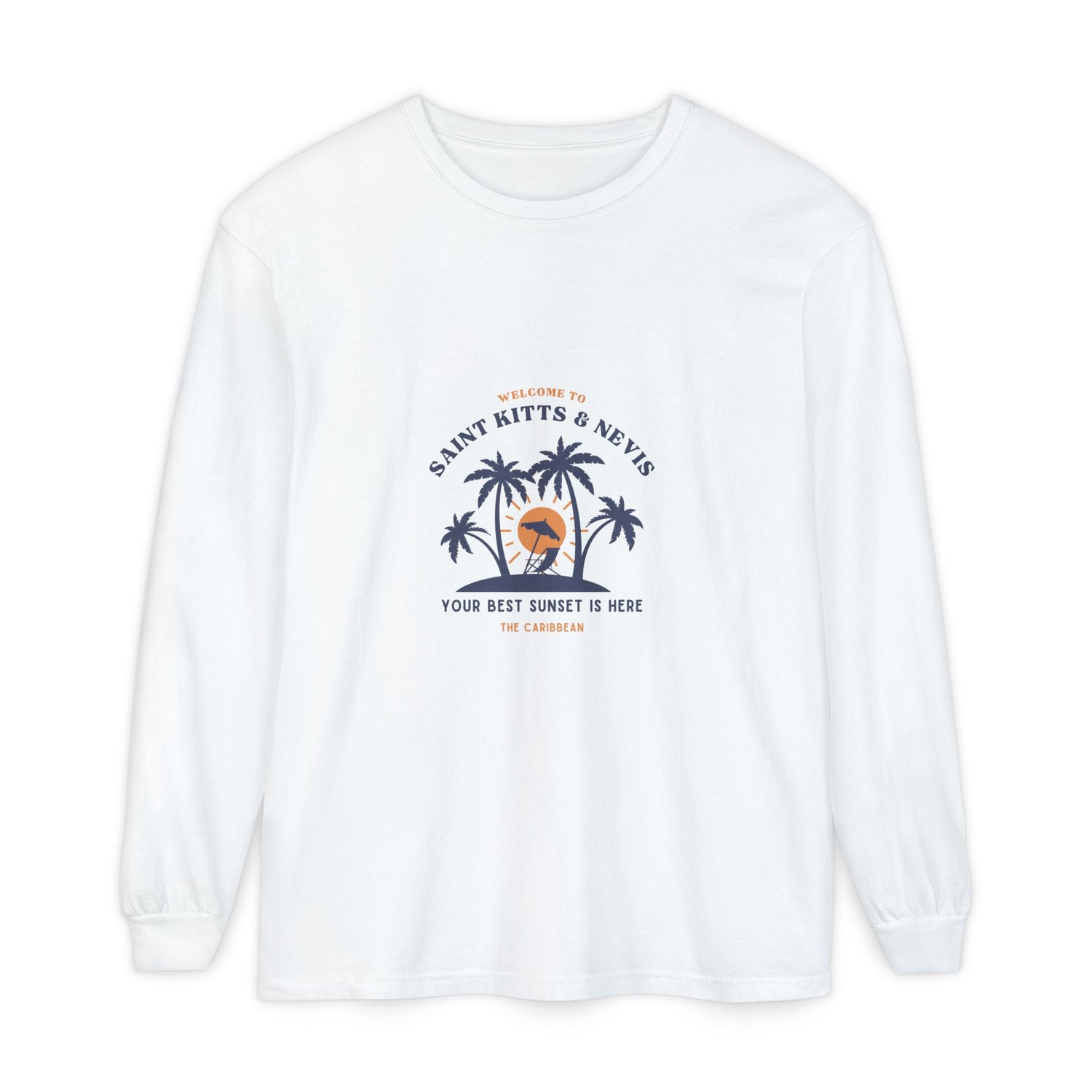 saint kitts & Nevis  Sunny Tropical Long Sleeve T-Shirt, Beachwear, Vacation Souvenir, Gift for Travelers, Summer Style, Relaxed Fit