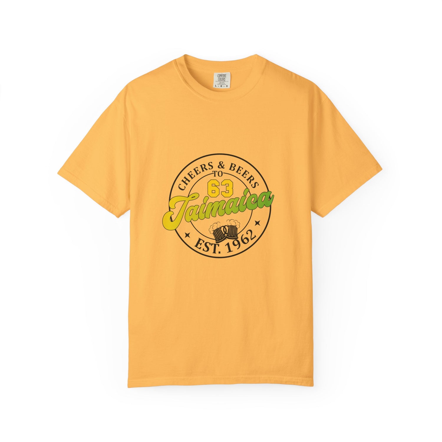 Jamaica 63 Unisex Garment-Dyed T-shirt - Cheers & Beers to Jamaica, Vacation Tee, Summer Shirt, Travel Gift, Beachwear, Retro Style