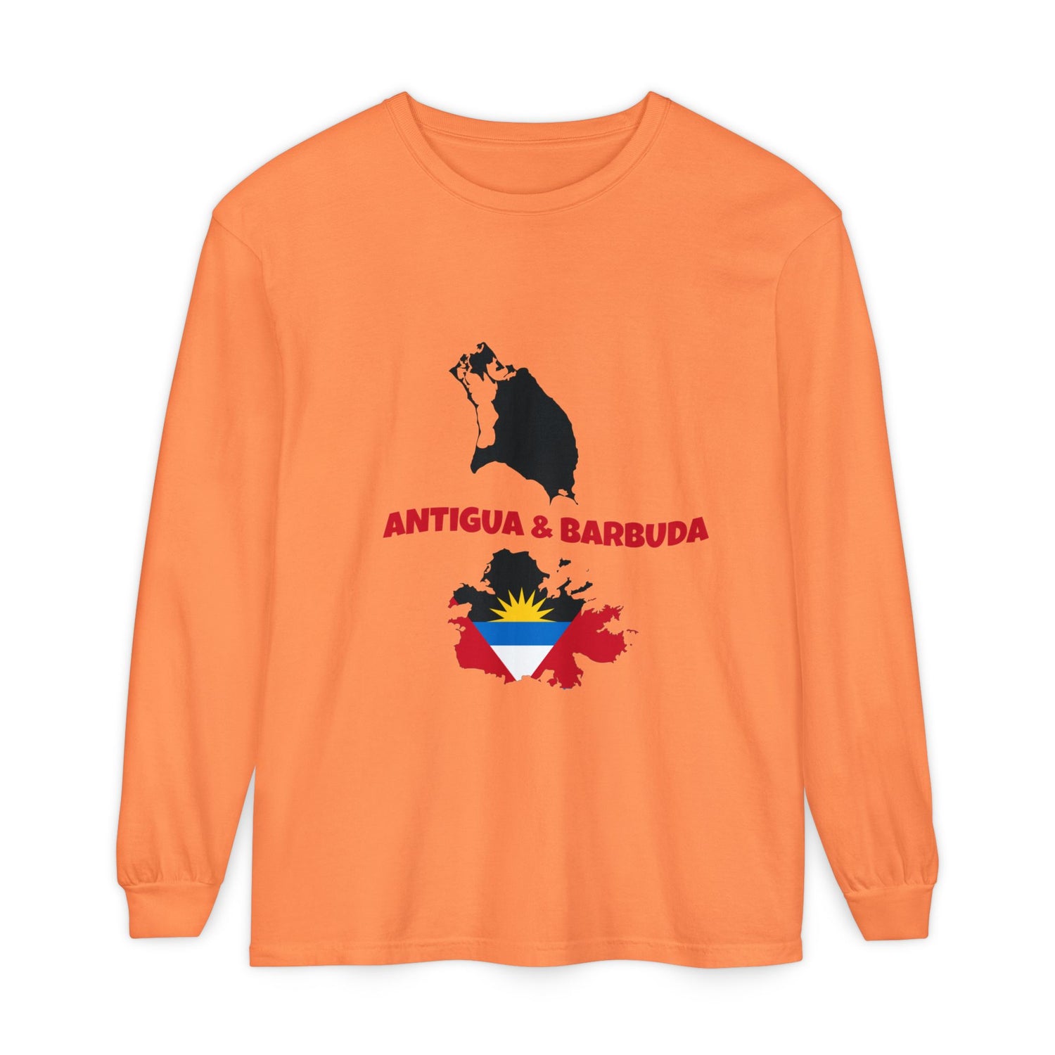 Antigua & Barbuda Map and Flag Long Sleeve T-Shirt | Island Pride Travel Tee