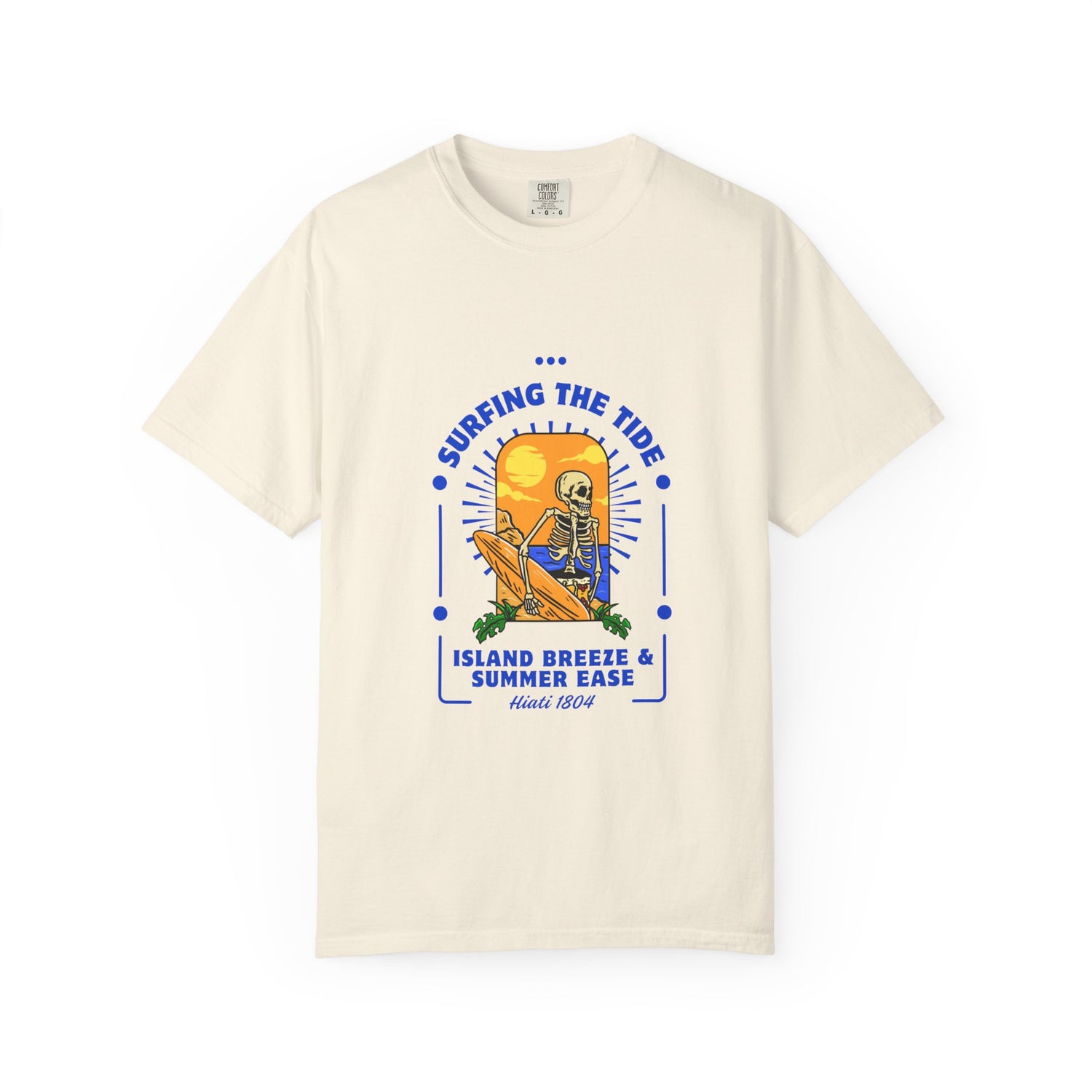 Surfing the Tide Unisex Garment-Dyed T-Shirt | Island Breeze Summer Ease Design | Haiti Shirt