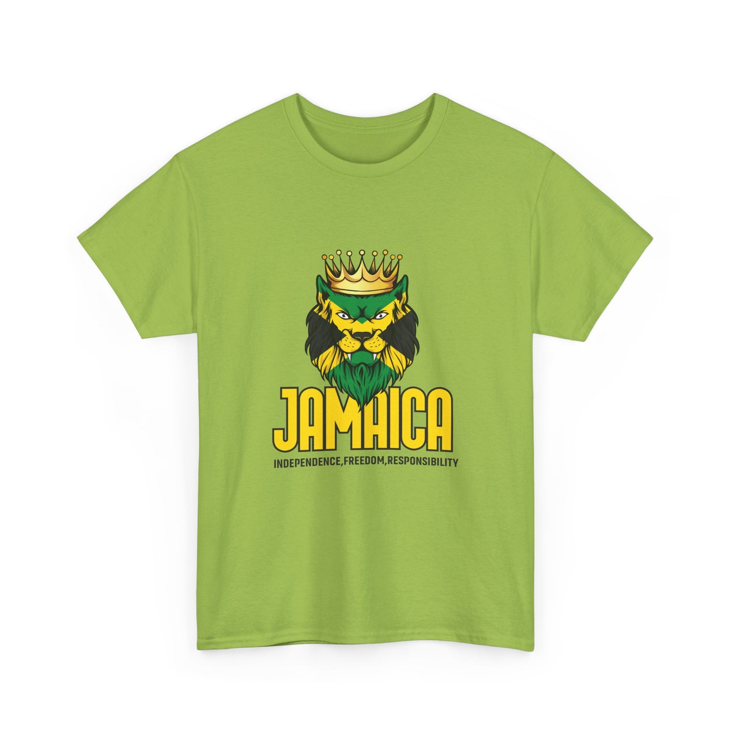 Jamaica Lion Graphic Tee, Unisex Heavy Cotton T-Shirt, Tropical Vibe Shirt, Summer Party Apparel, Reggae Music Lover Gift