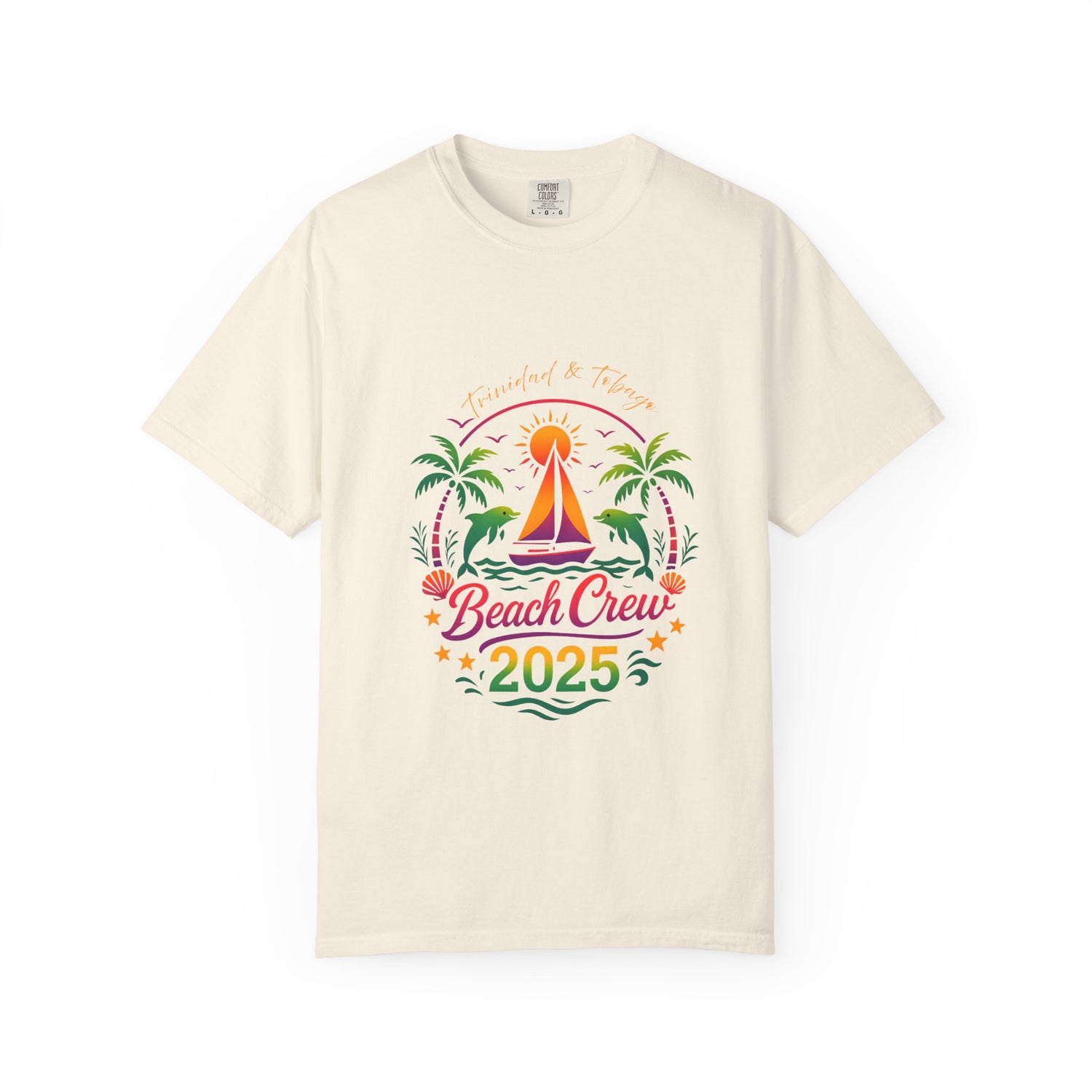Trinidad and Tobago Beach Crew 2025 Unisex Garment-Dyed T-shirt, Summer Vibe Shirt, Vacation Wear, Beach Party Outfit, Casual Graphic Tee