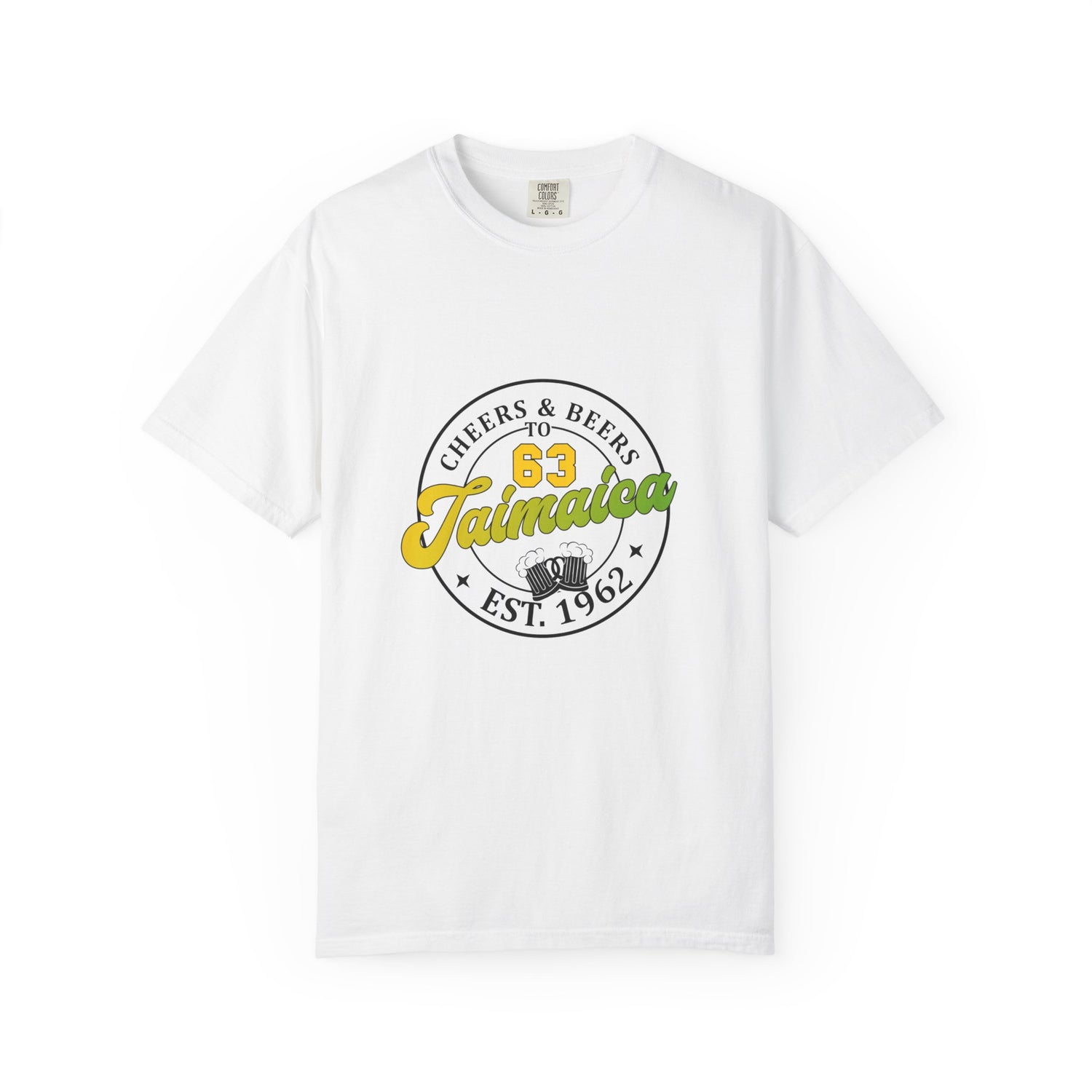 Jamaica 63 Unisex Garment-Dyed T-shirt - Cheers & Beers to Jamaica, Vacation Tee, Summer Shirt, Travel Gift, Beachwear, Retro Style